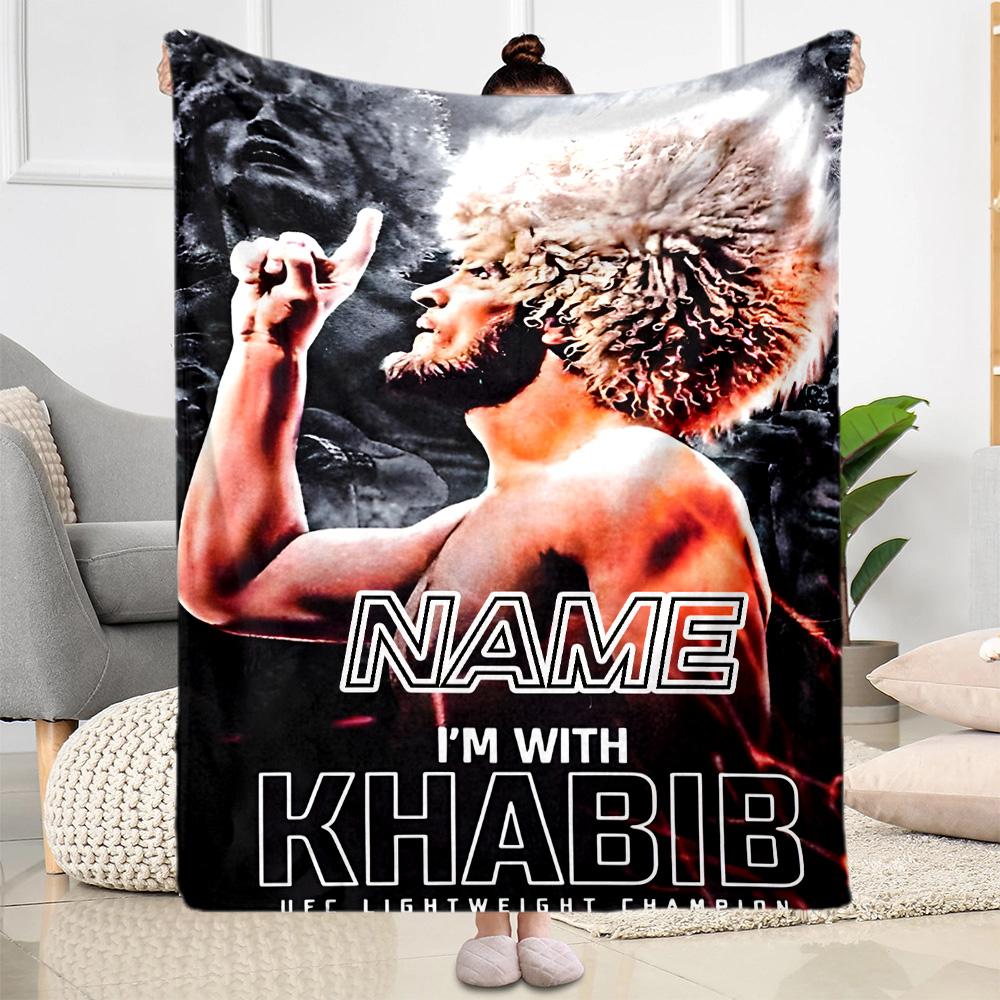 Khabib's Ultimate Moment Customize Text Blanket Cozy Customizable Blanket Durable Comfort Great for Office Living Room Chair Picnics