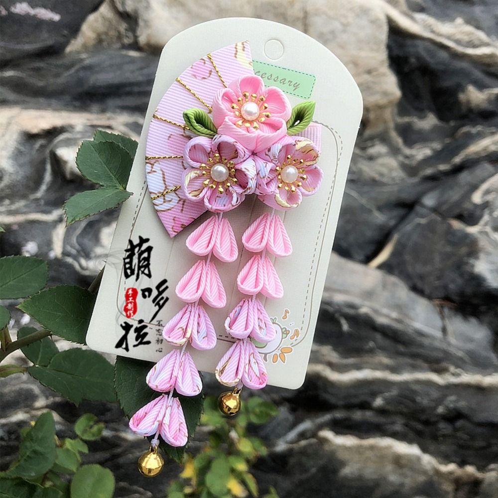 Японский стиль, японское кимоно, головной убор, заколка с цветочной кисточкой, милые аксессуары для волос