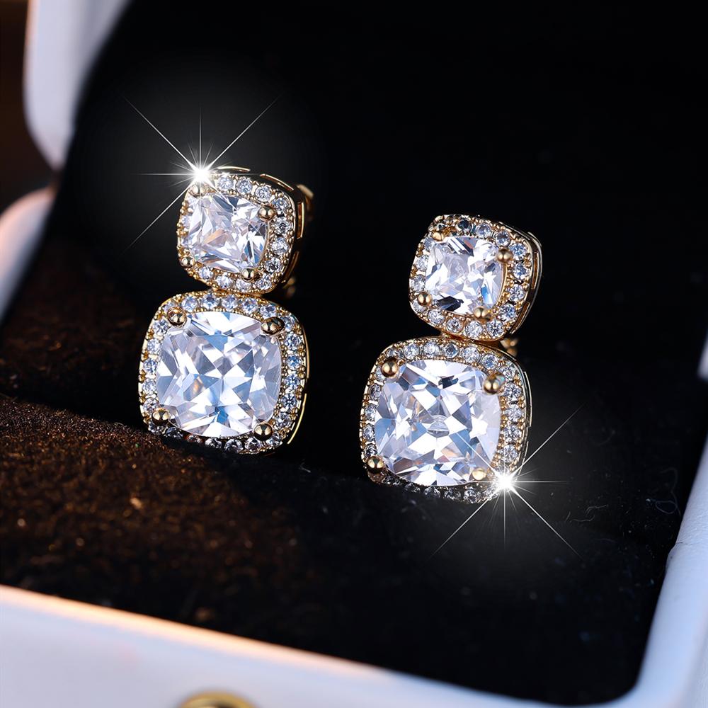 Модный квадратный белый циркониевый зажим для ушей для женщин, роскошный золотой цвет, зажим для ушей без пирсинга, свадебный подарок, ювелирные изделия