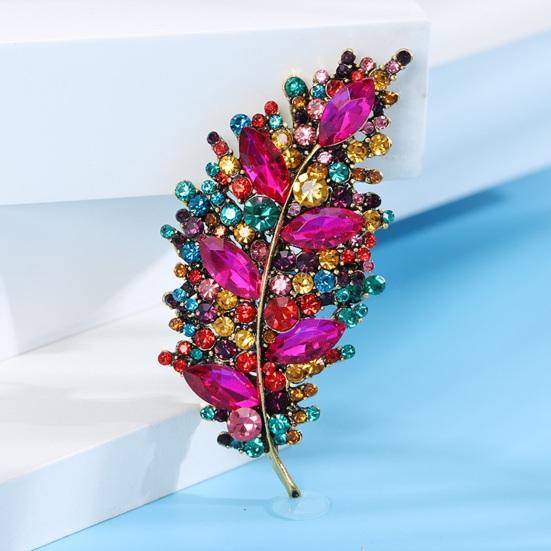 Creative Shining Rhinestones Lapel Shape Pin Brooch Clothes Leaves Shawl Hat Badge Accessories Party