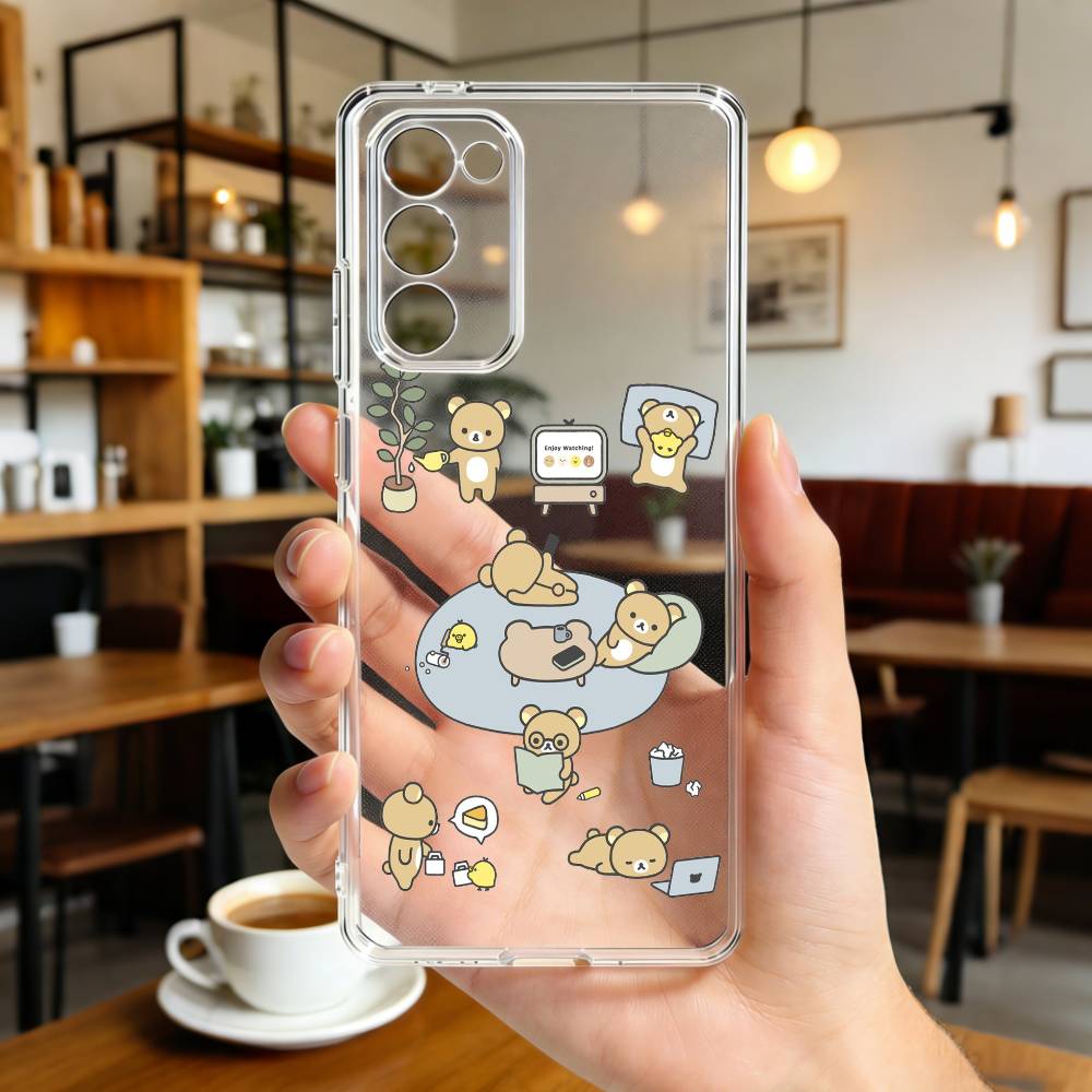 Чехол для телефона R-Relax K-kuma R-Rilakkuma для Samsung Galaxy A,71,70,52,51,40,31,50,50S,30S,21S,12,10,Note20ultra Прозрачный чехол