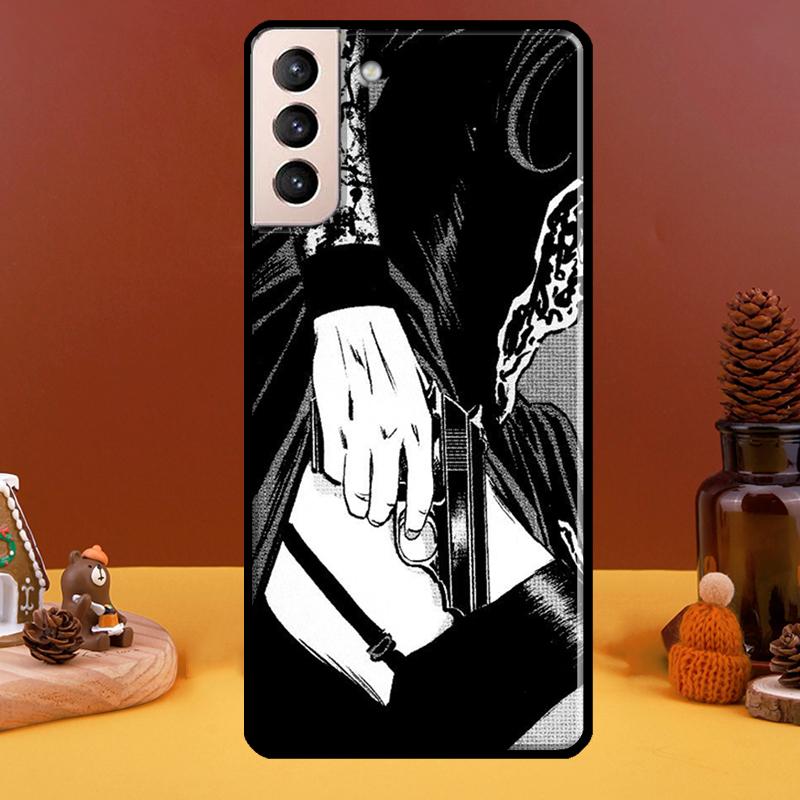 Аниме эстетический черный чехол для телефона Samsung Galaxy S20 FE S21 S22 Note 20 Ultra Note 10 S8 S9 S10 Plus Cover