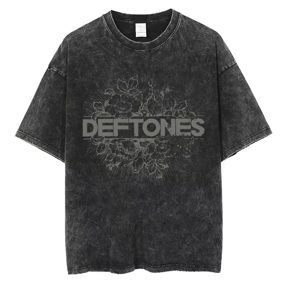 Стирка Винтаж Альтернатива Хэви-метал Рок-группа Deftones Личная Музыка Змея Графический Принт Футболка Мужская Женская Хлопок Оверсайз Футболки