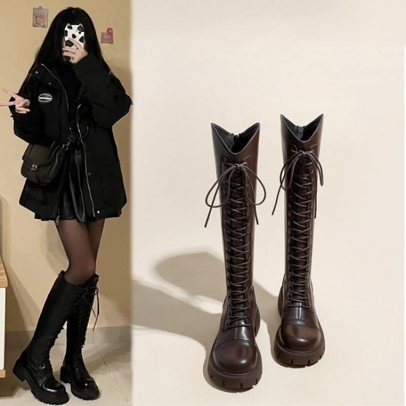 Fashion Knight Boots Women's 2025 New V-mouth Skinny Platform Small Taller Boots