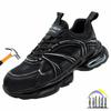 Black Work Shoes with Plastic Toe Comfortable Safety Shoes for Men Women Lightweight Work Sneakers Work Boots for Construction