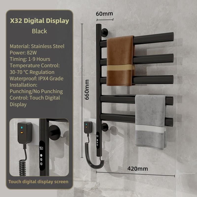 Электрическая вешалка для полотенец для ванной комнаты WiFi Интеллектуальная Постоянная Температура Сушка Полотенцесушитель Нержавеющая Сталь Поворотная Стойка для Хранения Полотенец