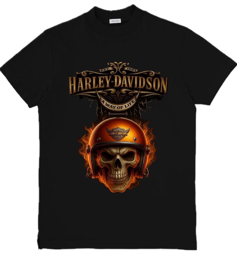 Унисекс футболка с графическим принтом в стиле Harley-Davidson, футболка с принтом 'Орел и Череп', размеры S-3XL