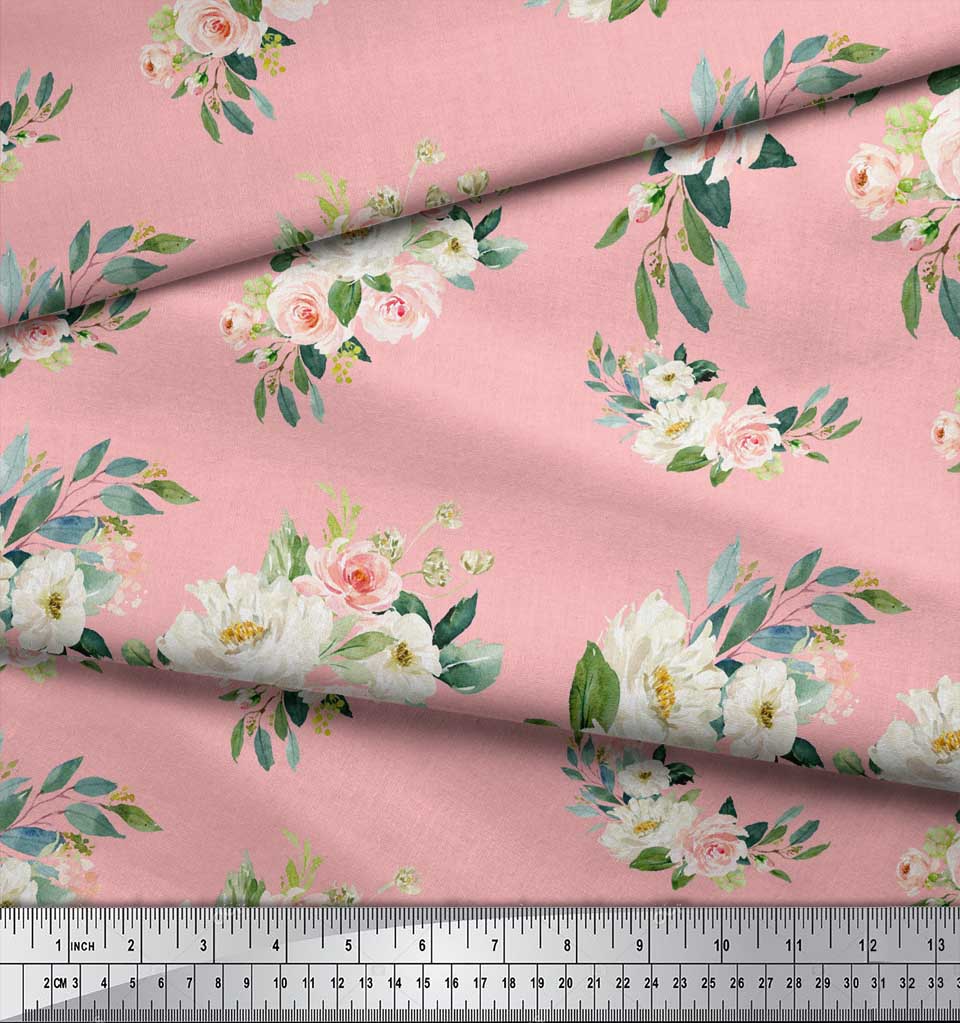 Soimoi Черная полиэфирная ткань для рукоделия с листьями и лютиками с цветочным принтом, 42 дюйма по метрам