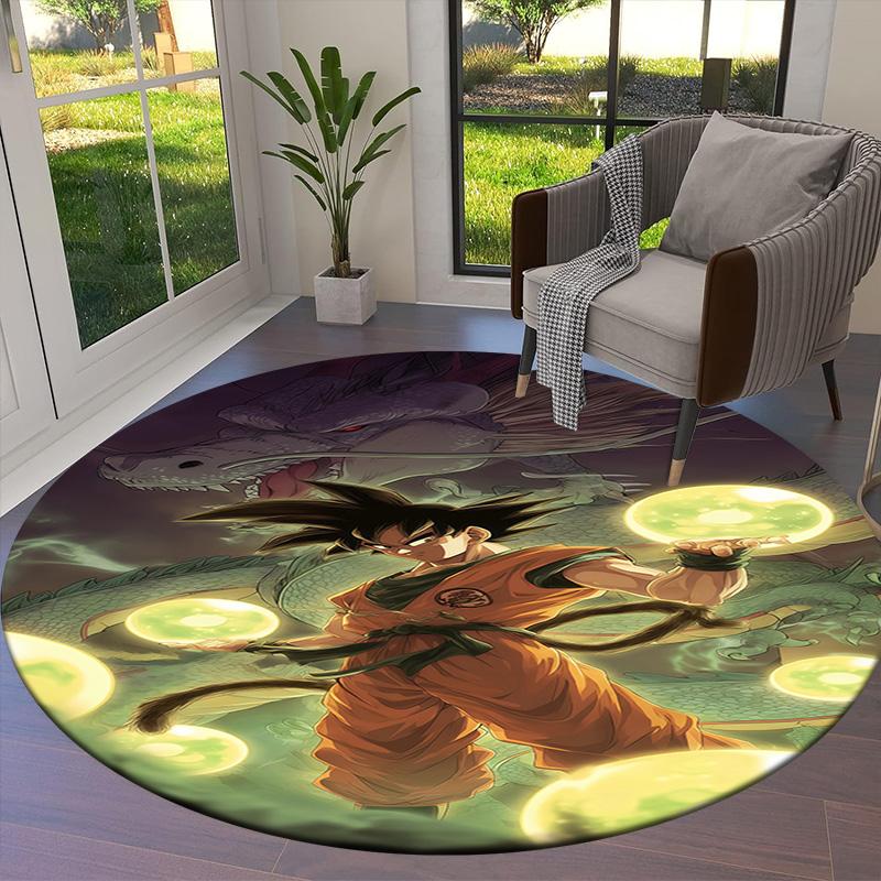 Son Goku Round Area Rug Carpet Rug For Living Room Bedroom Sofa Playroom Decor Nonslip Floor Mat