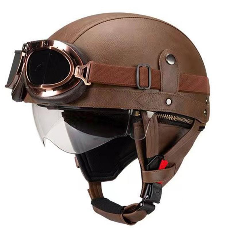 Vintage-Style Open Face Motorcycle Helmet Adults Unisex ABS Half With 3C Certification