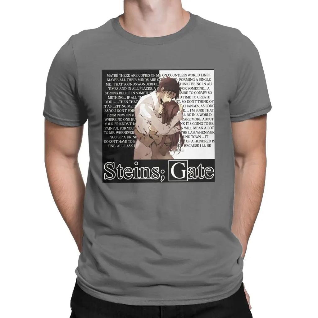 Unisex Okabe Rintarou Moe Kurisu Steins Gate T Shirt Cotton Tops Leisure Short Sleeve Crew Neck Tees New Arrival TShirts Y2K