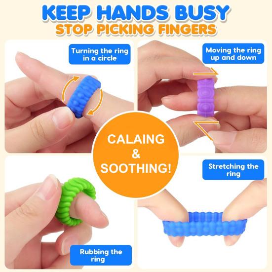 6/18 шт. Силиконовое сенсорное кольцо, игрушка для снятия стресса, текстурированный круг, игрушка-нервозность, портативная