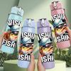 1PC Wishin I Was Fishin Fishing Quote Print 750ml Color Plastic Sports Water Bottle Leakproof Flip Straw Lid Suitable for Sports Office Home Use