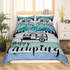 Erosebridal Rustic Farmhouse Bedding - Happy Camping Duvet Cover for Boys Kids Teens, Black Sketch Drawing Comforter Cover Vintage Old Barn