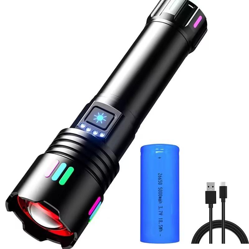 10000LM Белый лазерный фонарь TYPE-C перезаряжаемый военный тактический масштабируемый портативный светодиодный походный поисковый прожектор