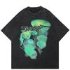 2024 Streetwear Jellyfish Graphic Unisex T-Shirt Cotton Washed Black Tshirt Unisex Tops Tees Summer Short Sleeves T Shirt
