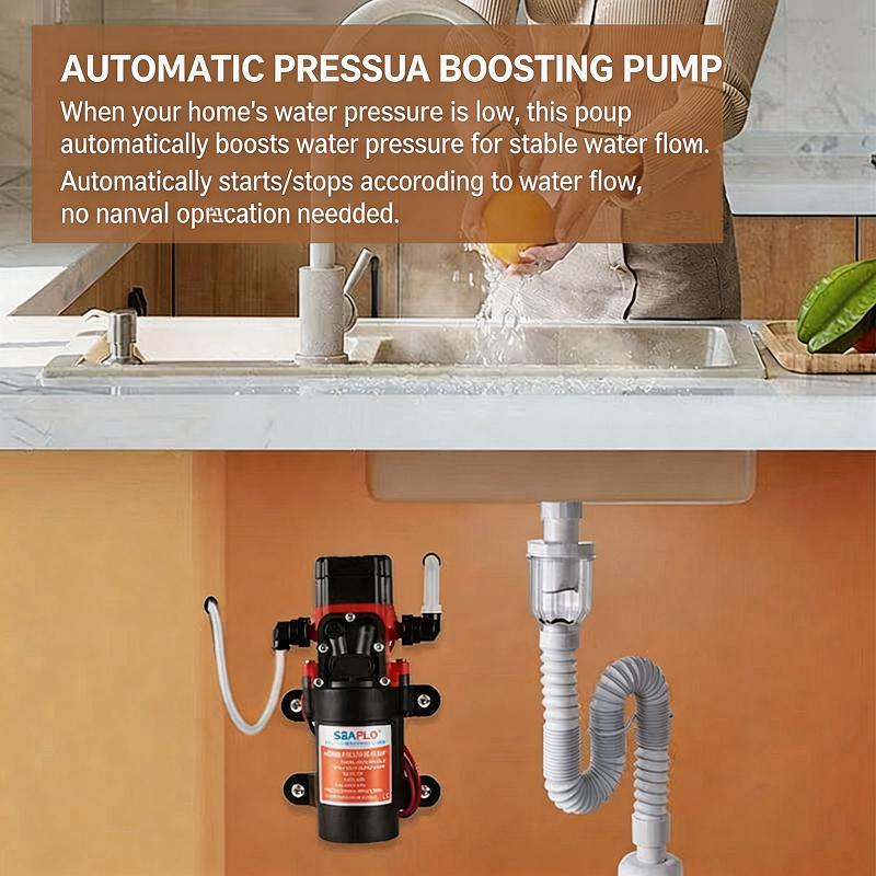 12V/24V Diaphragm Water Pump Self-Priming Auto Pressure Switch for RV Yacht Camping Boat Caravan Home Water Pressure Boost