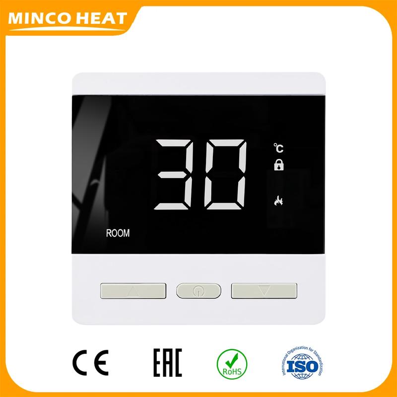 Minco Heat 220В±20% 50Гц МАКС. 25А 44-светодиодный экран Ручной режим кнопок для термостата напольного отопления с внешним датчиком 3 м