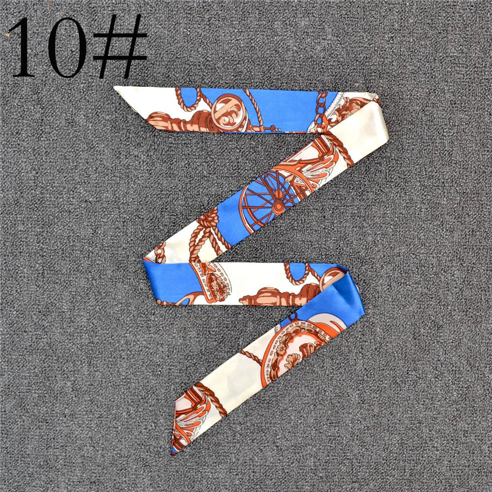 Fashion Color Printing Long Silk Scarf Women Ribbon Neckerchief Print 4cm Thin Narrow Scarves Bag Hair Band Ribbon Headscarve