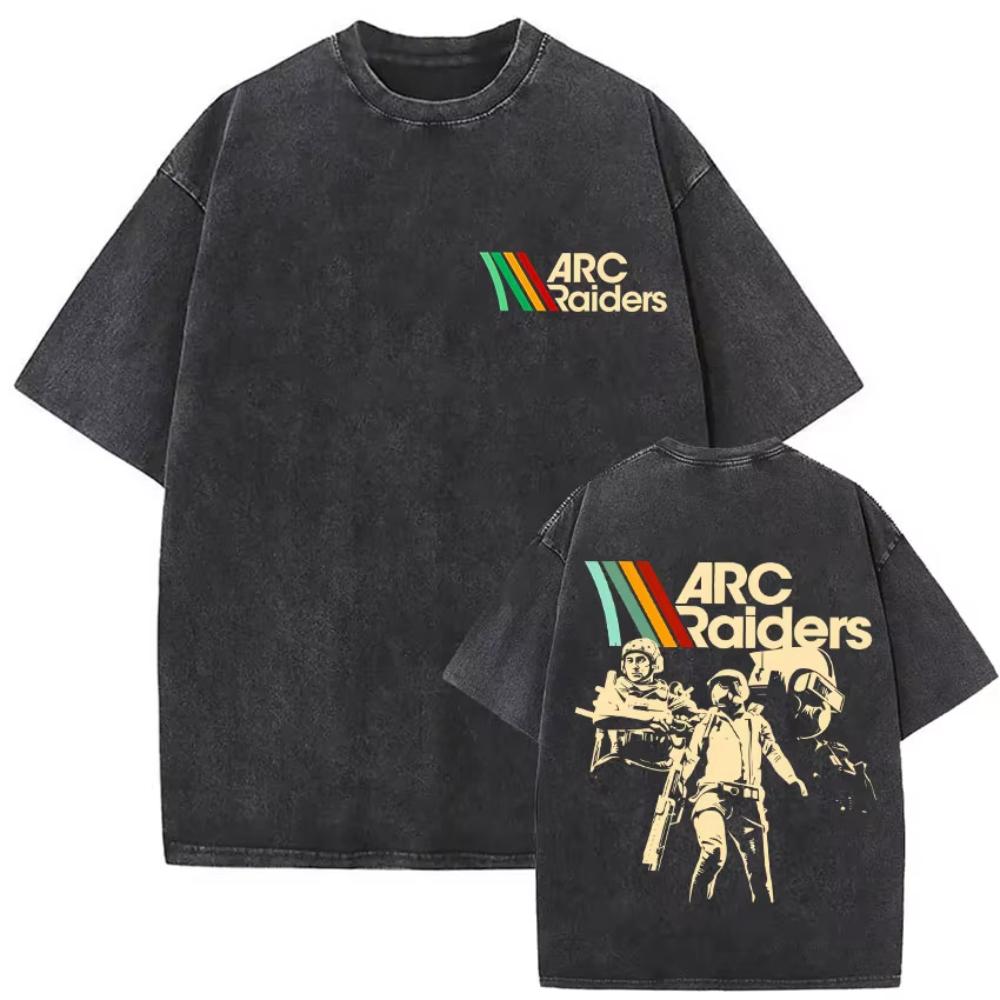 100% Cotton Arc Raiders T-shirts 2026 Game Vintage Washed Funny Graphic T-shirts Men's Women Casual Fashion Short Sleeve T-shirt
