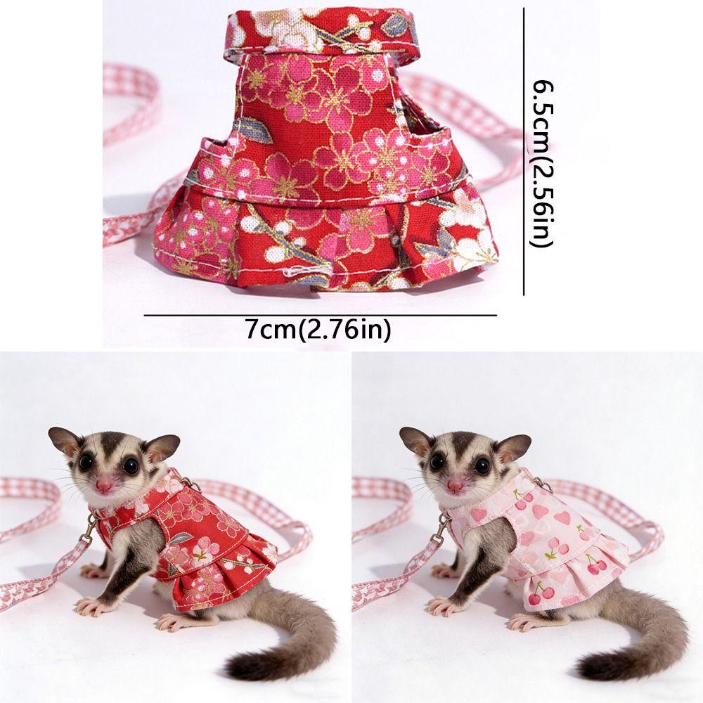 Adjustable Ferret Harness Skirt Breathable Escape-Proof Guinea Pig Chest Strap with Strap Straps Flower Pattern Hamster Vest