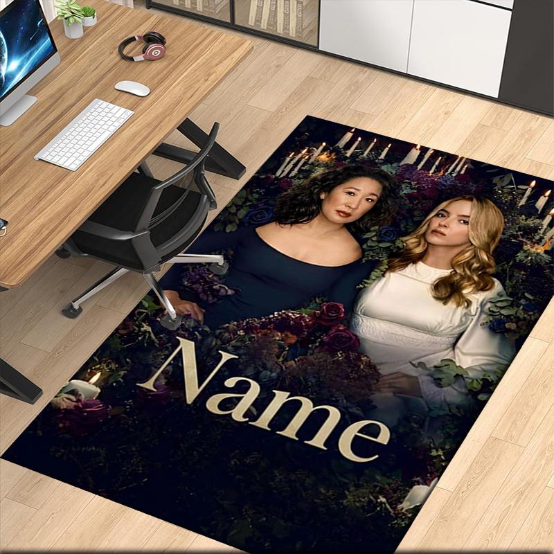 Custom Name Killing Eve Printed Carpet, Rug for Office Chair Living Room Bedroom Kitchen Room Decor Gifts.
