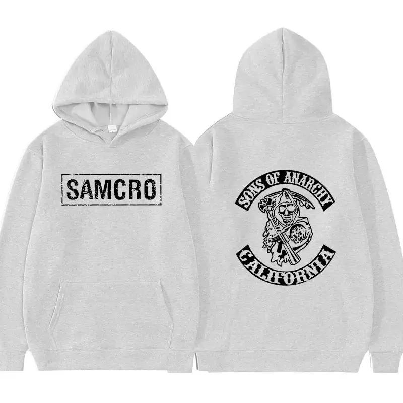 Сыны Анархии SAMCRO Двусторонний Принт Уличная Одежда Мужчины Женщины Харадзюку Дизайн Бренда Худи Мужские Оверсайз Уличные Y2K Худи Свитшот