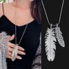 Statement Leaves Feather Shaped Long Necklaces For Women Crystal Choker Necklace Pendants Fashion Sweater Chain Charm Jewelry Gifts