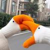 New Women's Knitted Goose Finger Gloves for Autumn and Winter Warmth, Thick Velvet for Cold Protection, Cute and  Funny