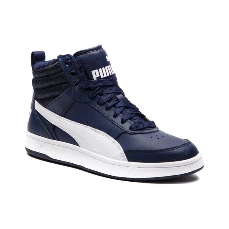 Puma Rebound Street V2 Cushioning Durable High-Top Skate Shoes Men Sneakers Dark-Blue 363717-06