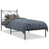 Metal Bed Frame with Headboard Black 75 x 190 cm