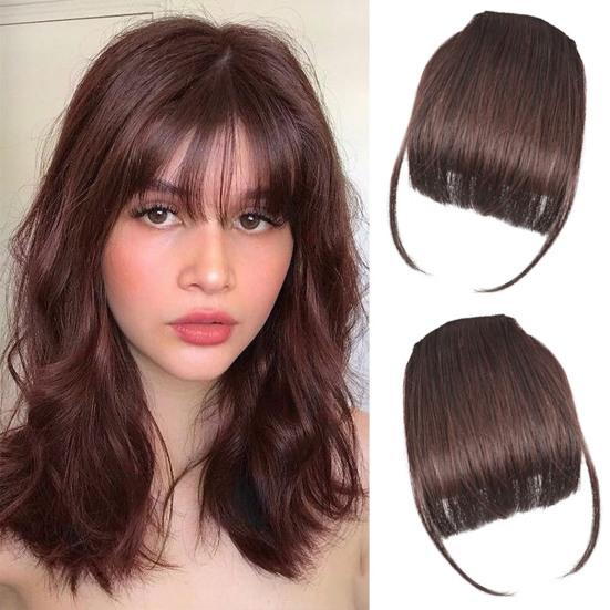 Women Clip-in Bangs Natural Wispy Forehead Hair Extensions Faux French Bangs Girls