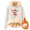 Women's Fashion Hooded Padded Thickened Warm Christmas Printed Loose Pullover Sweatshirt