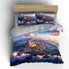 Cityscape Sunset Art Prints Set Bedding Set with 1 Duvet Cover 2 Pillowcases Single Double King Queen, Gift
