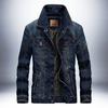 Denim Jacket Men Turn Down Collar Casual Outerwear Jacket Blue Denim Coats