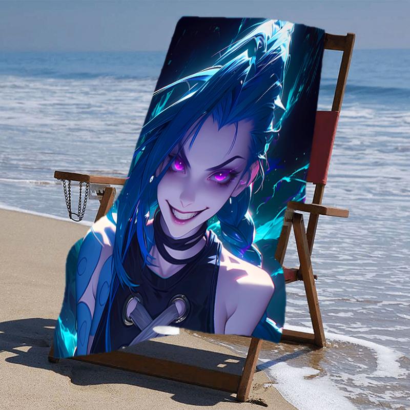 proof beach towel with a Jinx pattern - soft,absorbent,quick-drying,machine washable - perfect for swimming,camping,bathing
