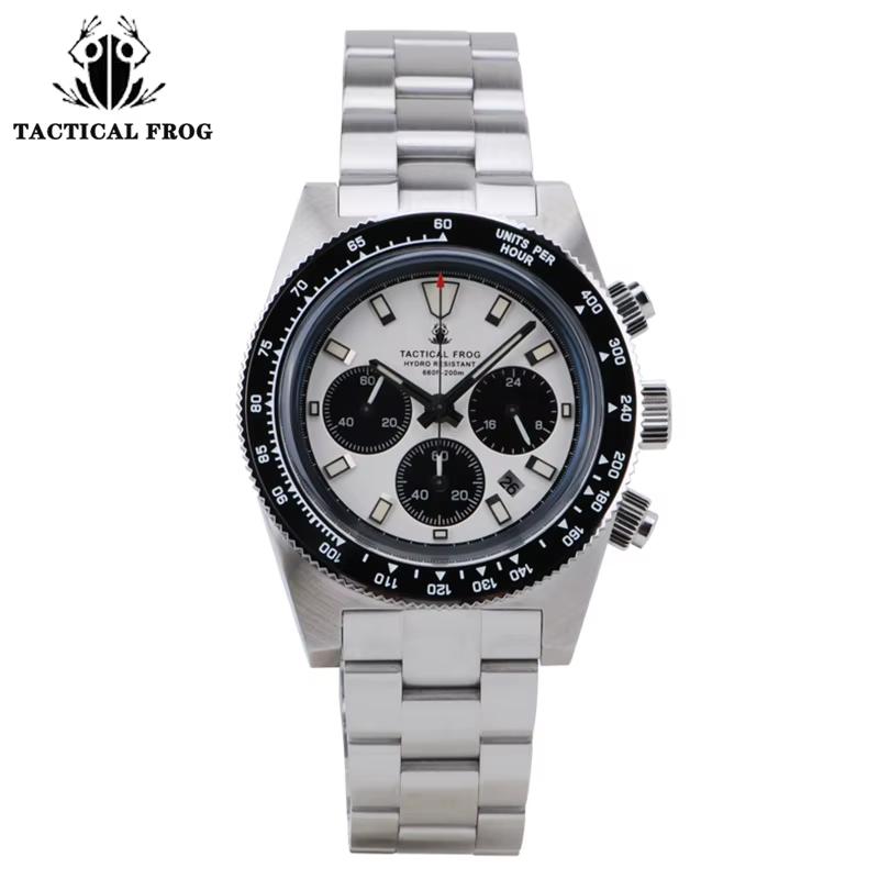 Tactical Frog V2 Solar Chronograph Quartz Wristwatch VS75 Movement 200m Waterproof Men's Watch Sapphire C3 Luminous Luxury Watch