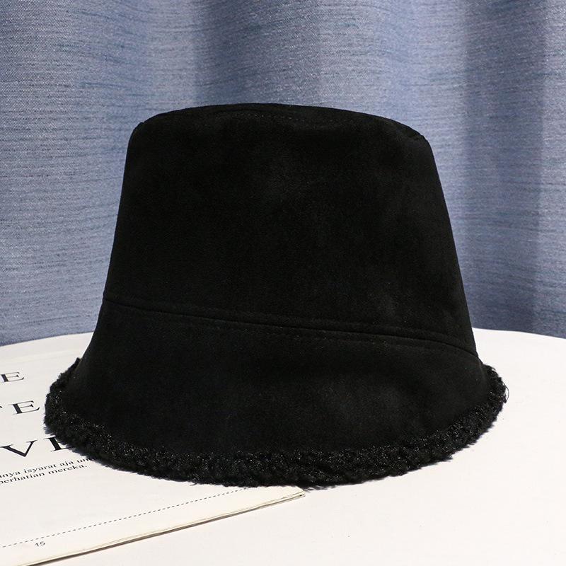 Шляпа Женская Осенне-зимняя Ins Замшевая Шляпа-ведёрко в корейском стиле Универсальная Теплая шляпа-панама из овечьей шерсти Мужская