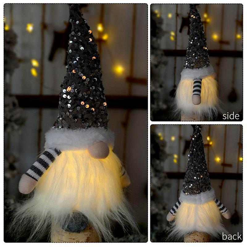 Креативный светящийся карлик Санта-Гном Рождественское украшение со шляпой Подарок Милая мультяшная плюшевая кукла Новогодний подарок