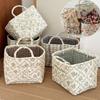 Large floral vine storage basket Fabric home dirty clothes basket storage basket Portable carry car storage basket striped pink grid