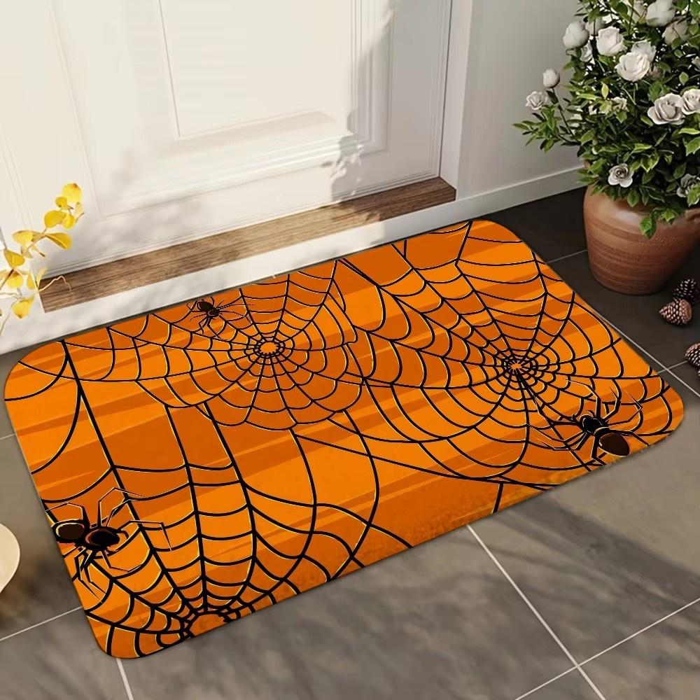 Паук на Хэллоуин Коврик Нескользящий Придверный Коврик Гостиная Спальня Кухня Полиэстер Легкий Уход Домашний Декор Ковер Мягкий Ковер