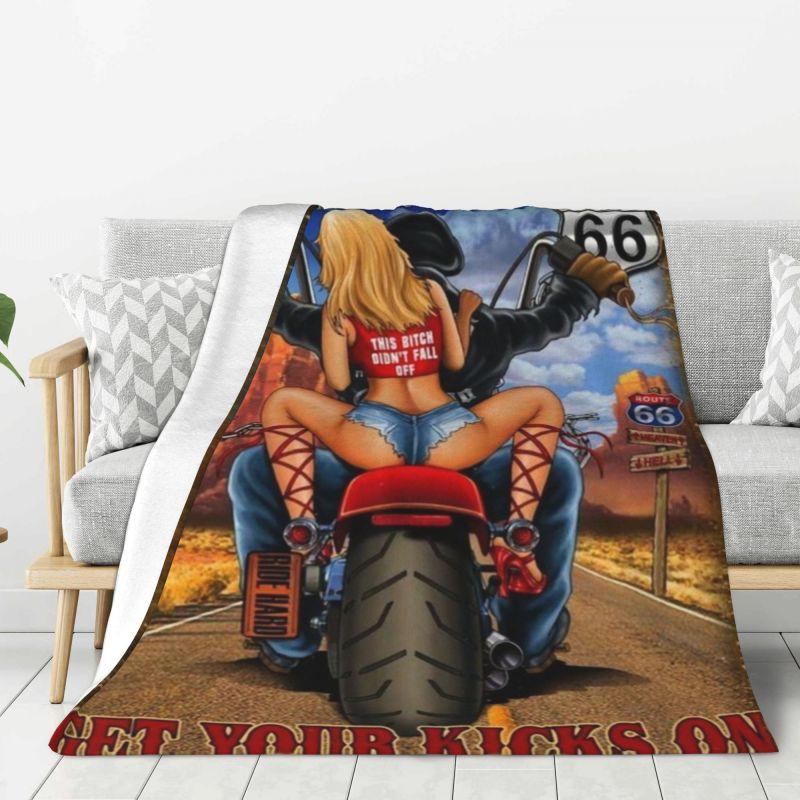 Индивидуальный 3D-принт Плед с маршрутом мотоцикла Route 66 Уютный фланелевый зимний плед с номерами шоссе США для дома и спальни