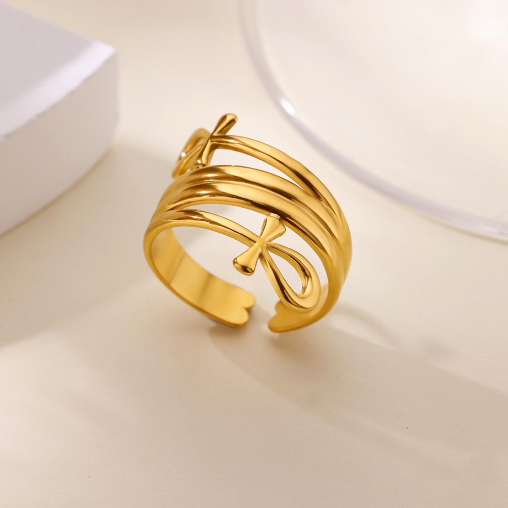 Новое двухслойное кольцо с крестом, парное кольцо для мужчин и женщин, двухслойное k-кольцо.