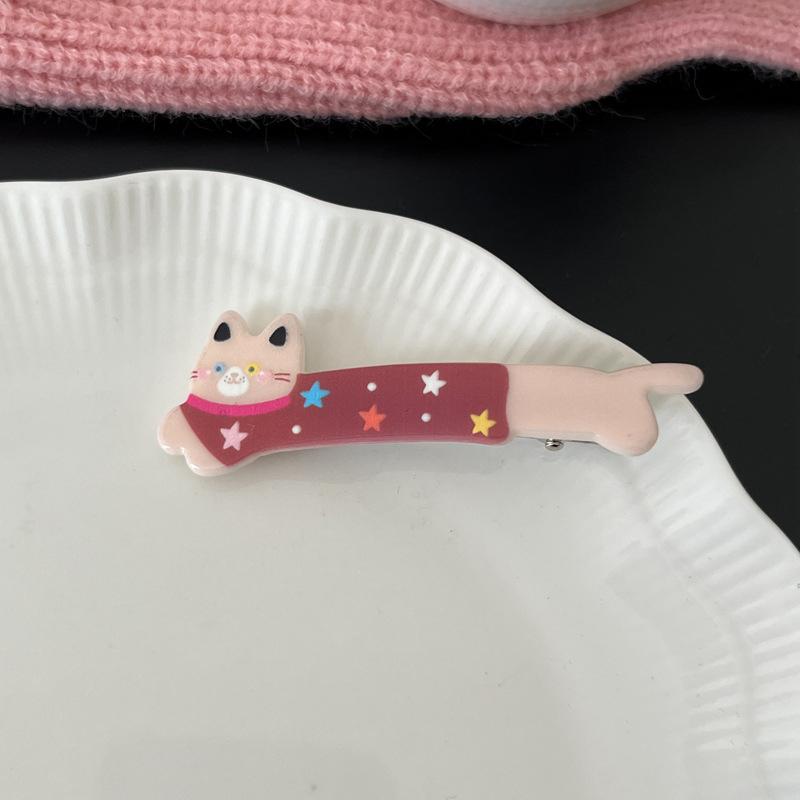 Мультяшная заколка для волос, милая кошачья форма, боковая челка, зажим для макияжа, головные уборы для девочек