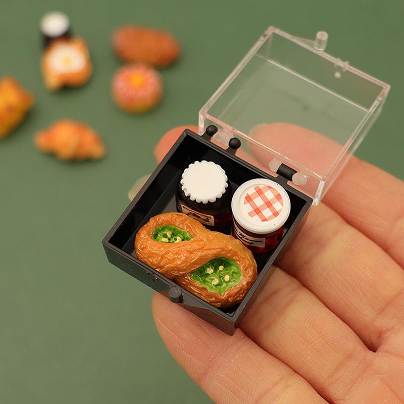 1/12 кукольный домик имитация хлеба джем с ящиком для хранения набор кукольный домик мини десерт еда украшения кукольный домик кухня сцена игрушки