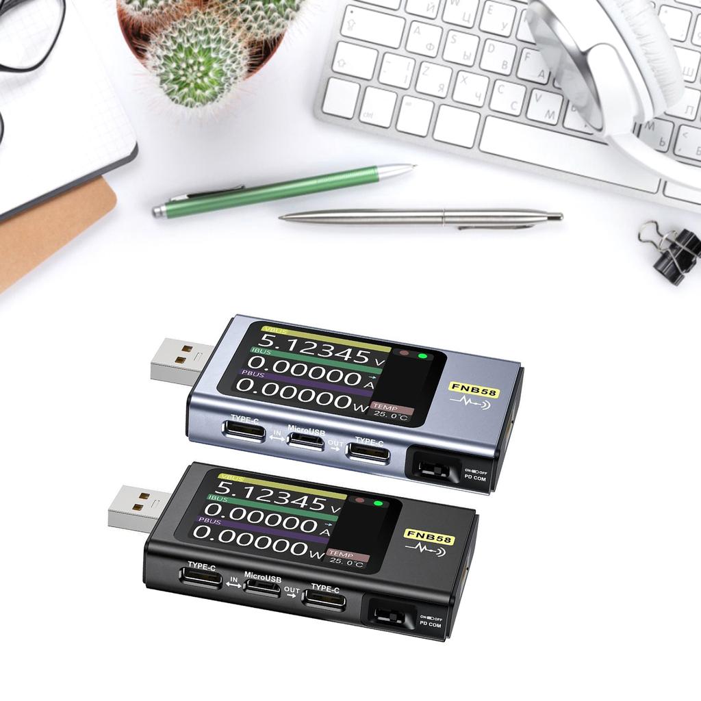 FNB58 Portable USB Voltage and Current Tester with 2" LCD Display Screen, Fast Charging Compatibility Current Voltmeter