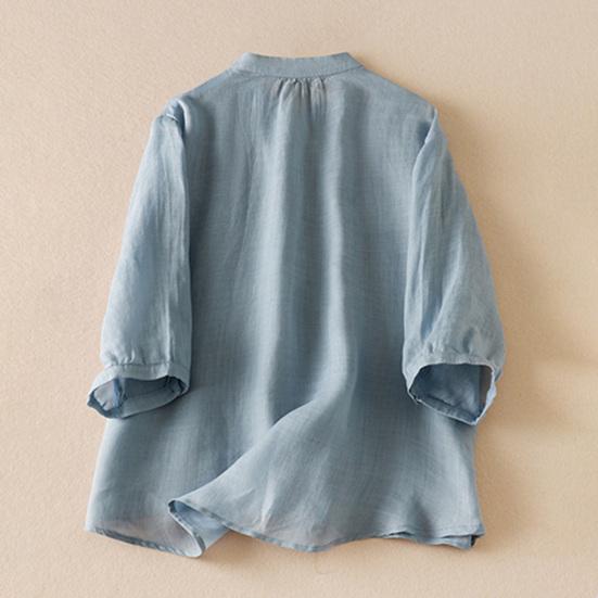 Женская рубашка с воротником-стойкой, коротким рукавом, пуговицами, планкой, рубашка, топы, однотонные