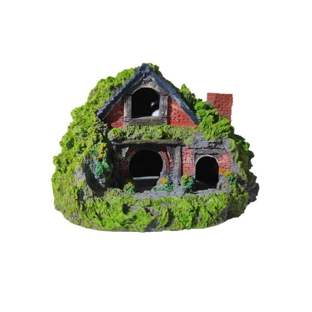 Resin Moss House Landscaping Decorative Fish Hiding Reptile Hole Fish Shrimp Hideout  Aquarium