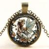 Vintage Angel Fairy Glass Pendant Necklace Elegant Fantasy Theme Jewelry