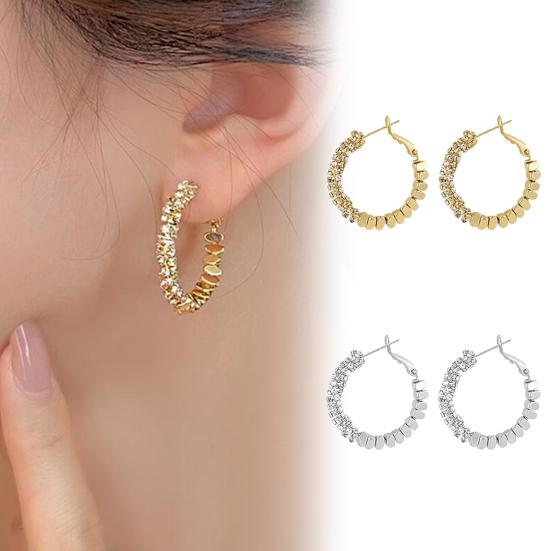 1 Pair Huggie Hoop Earrings for Women, Lightweight Cubic Zirconia Earrings, Simple Minimalist Geometric Jewelry